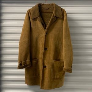 Salvatore Ferragamo Leather Coat Men’s Medium Brown Size 52 Long Designer Jacket